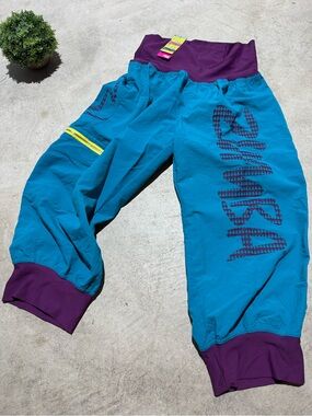 Zumba NWT Pants Capris Women Size Large Purple Teal Workout Dance Athletic